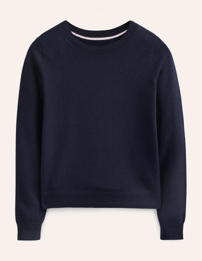 Eva Cashmere Crew Neck Sweater Navy