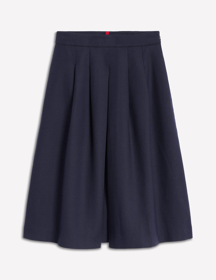 Pleat Detail Midi Skirt Navy