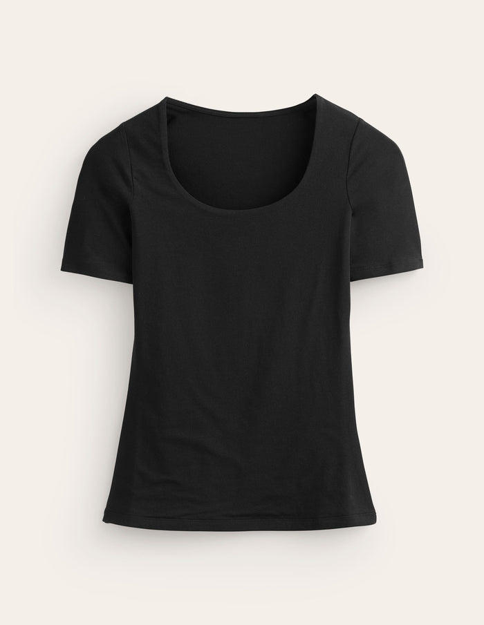 Double Layer Scoop T-shirt Black