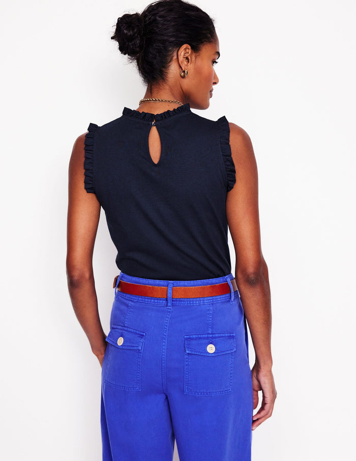 Supersoft Frill Detail Vest Navy