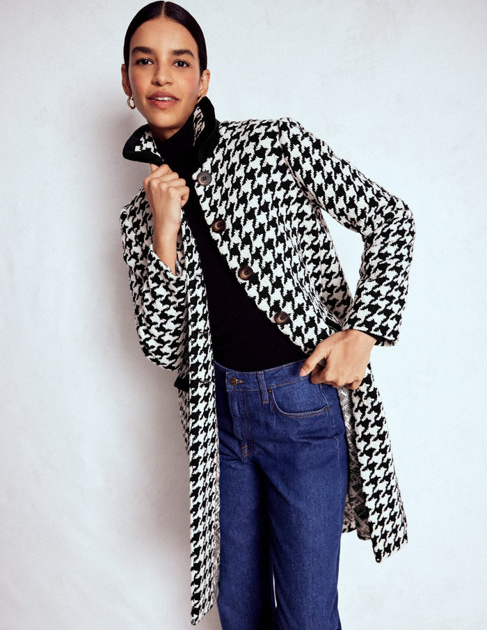 Edinburgh Swing Coat Black Dogstooth