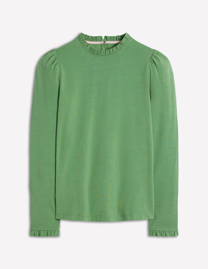 Supersoft Frill Detail Top Newt Green