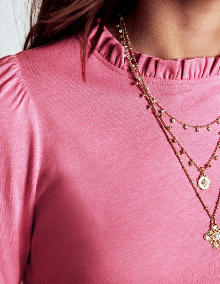 Supersoft Frill Detail Top Formica Pink