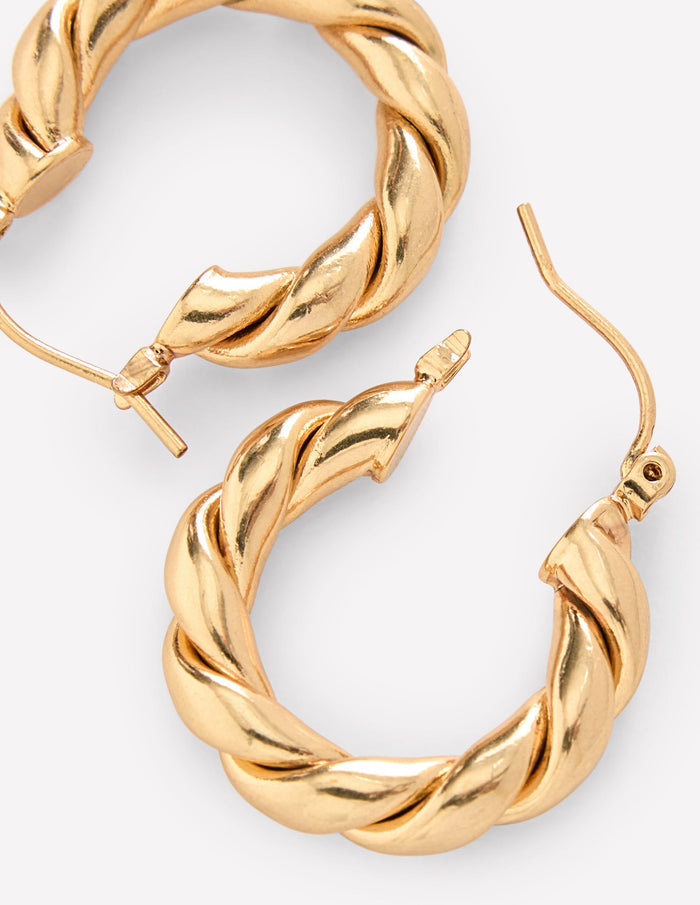 Chunky Twist Hoops Gold Colour