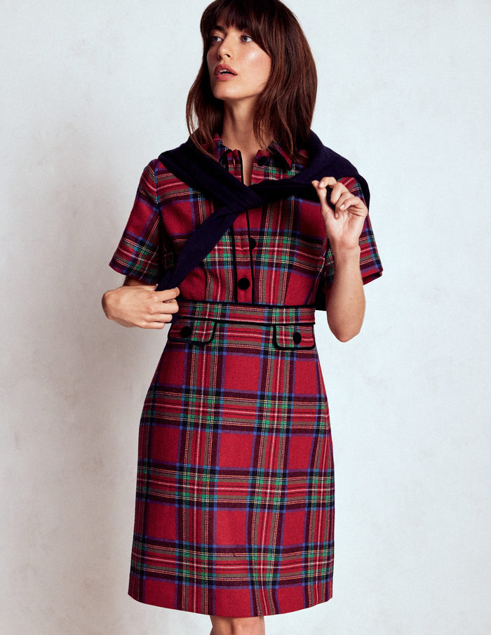 Eda Check Shift Dress Red, Blue and Green Check