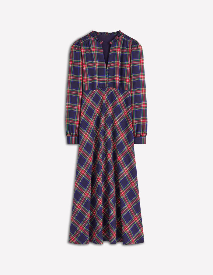 Cassie Check Tea Dress Navy, Green and Red Check
