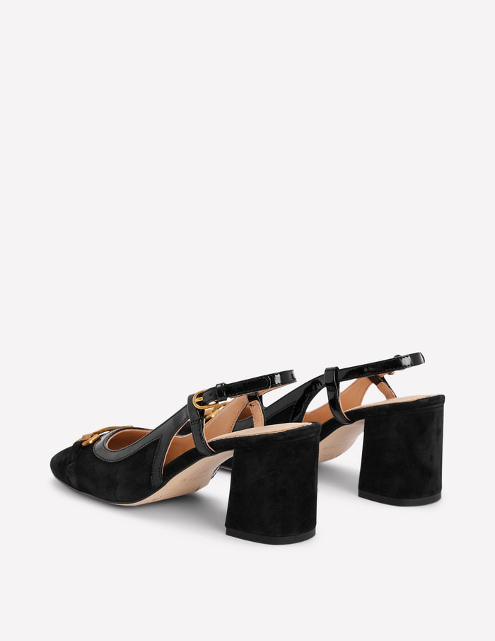 Iris Snaffle Slingback Heels Black