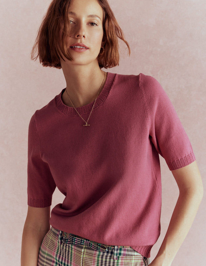 Emilia Cotton Crew T-shirt Pink Heather