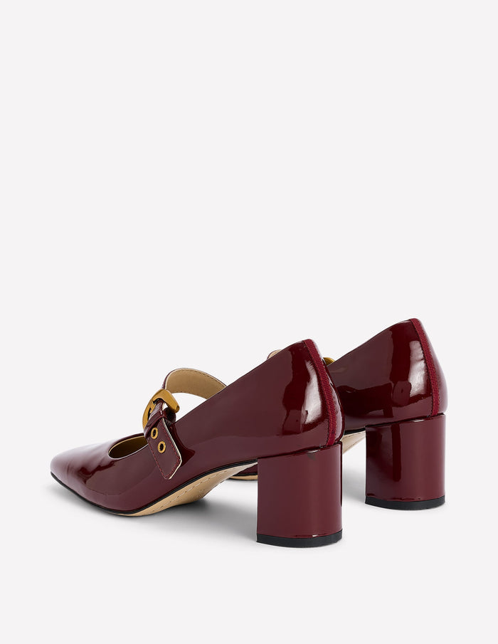 Heeled Buckle Mary Janes Oxblood