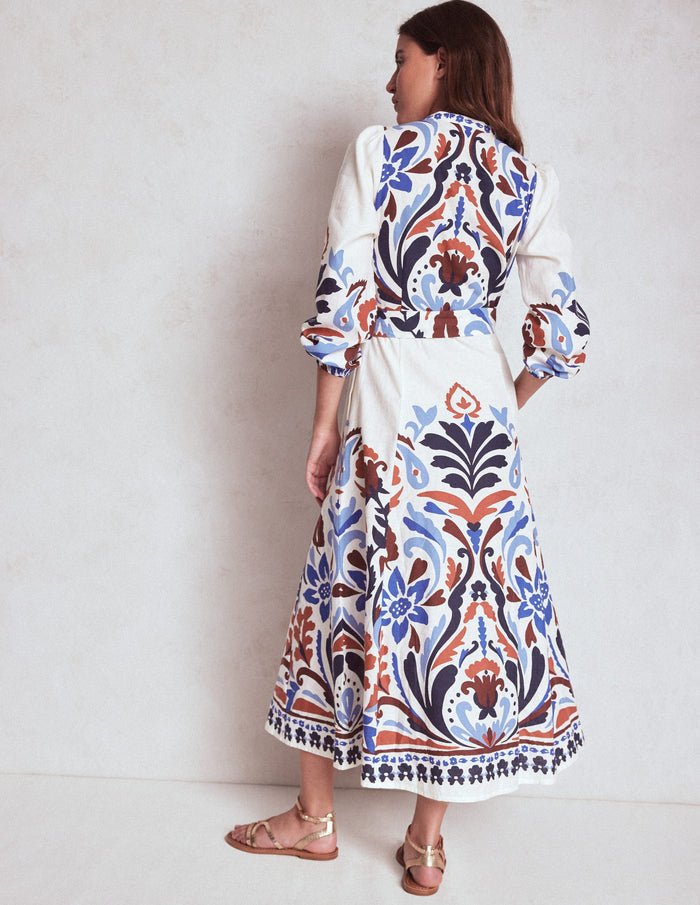 Mae Linen Blend Shirt Dress Multi, Elaborate Garden