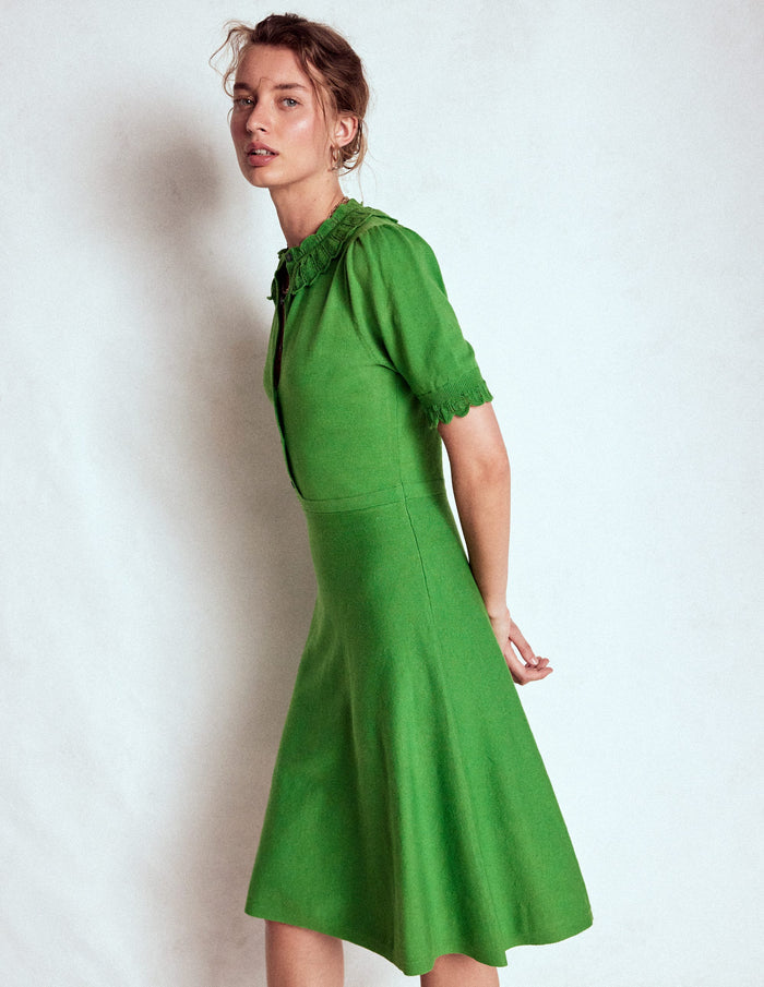 Melina Ruffle Knitted Dress Paradise Green