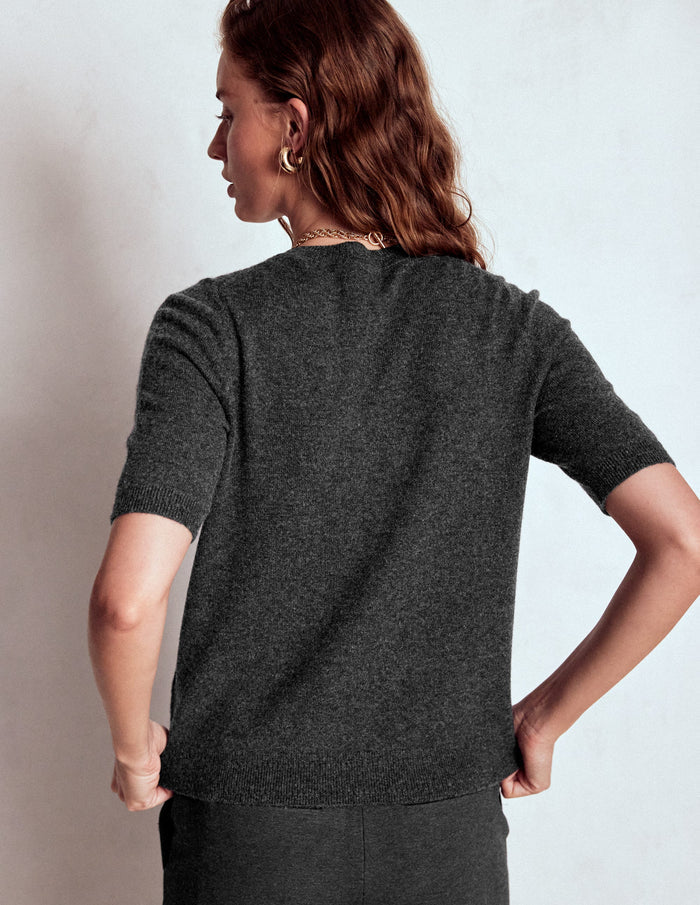 Eva Cashmere T-Shirt Charcoal Melange