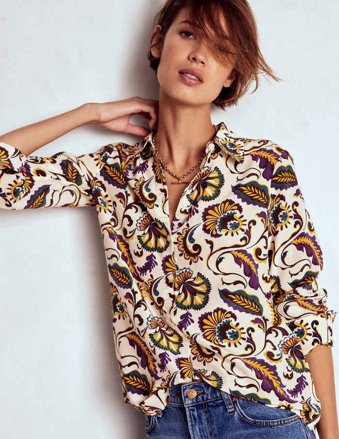 Sienna Silk Shirt Multi, Ornate Meadow