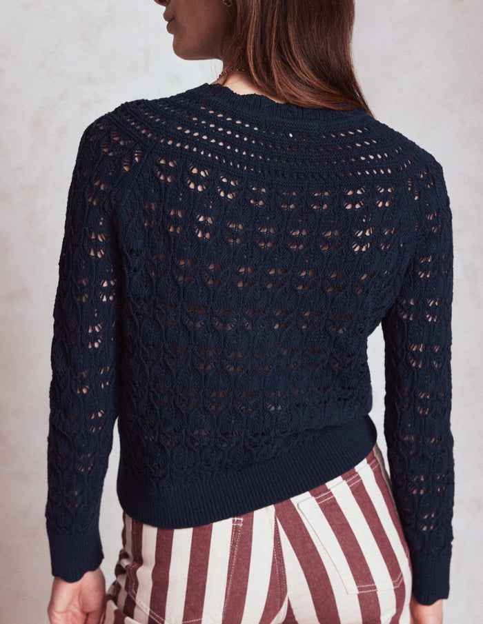 Crochet Mix Stitch Sweater Navy