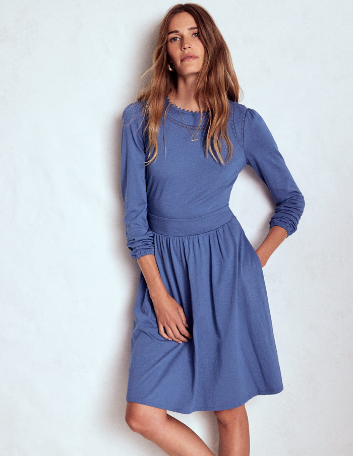 Mila Short Jersey Dress Denim Blue