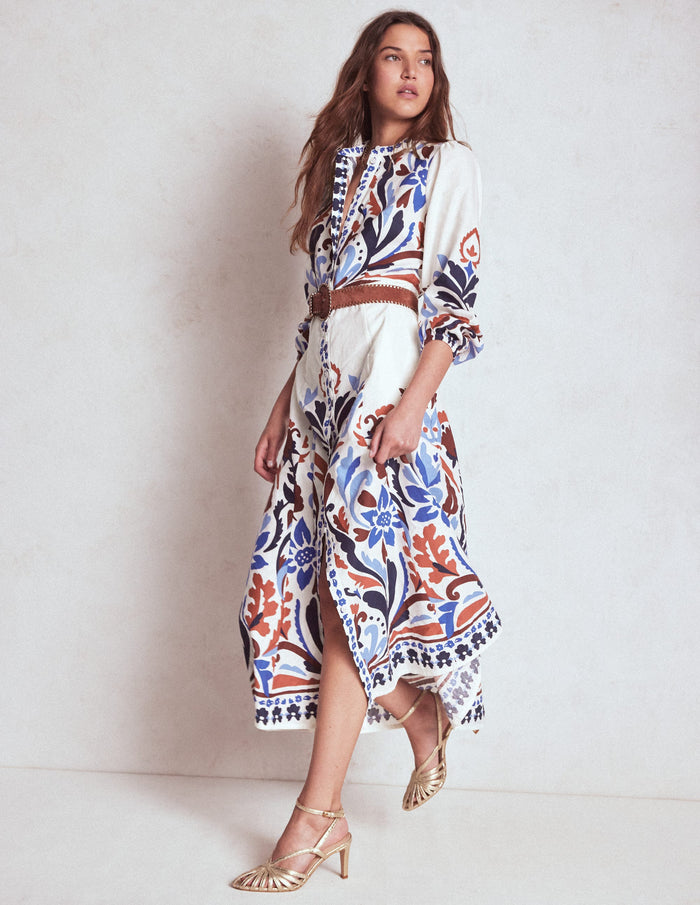 Mae Linen Blend Shirt Dress Multi, Elaborate Garden