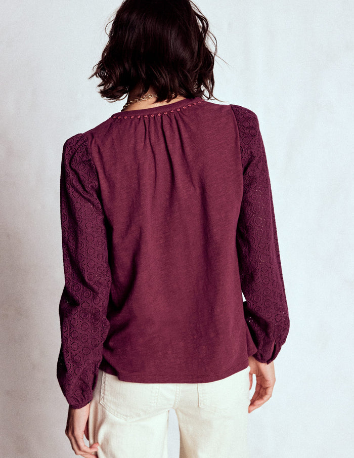 Eden Broderie Jersey Shirt Deep Wisteria
