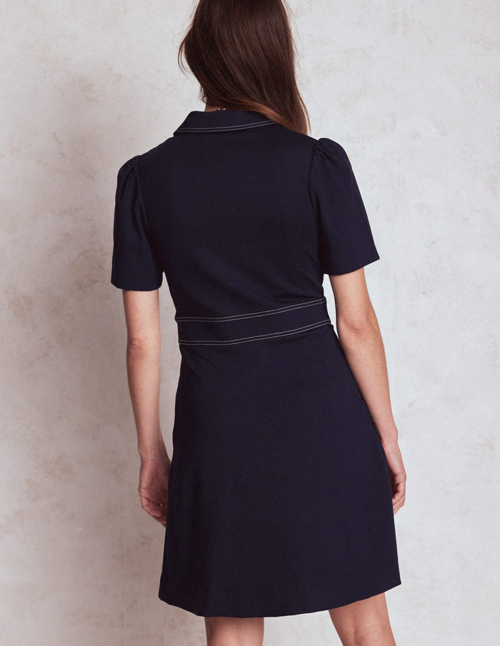Nicolette Ponte Shirt Dress Navy