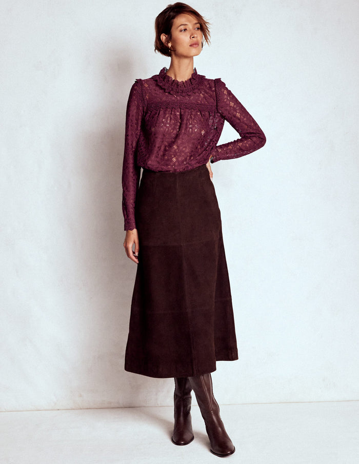 Lace Trim Detail Top Deep Wisteria