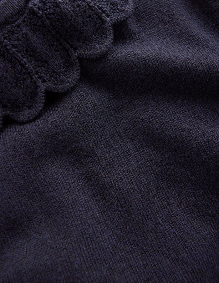 Melina Cotton Ruffle Sweater Navy