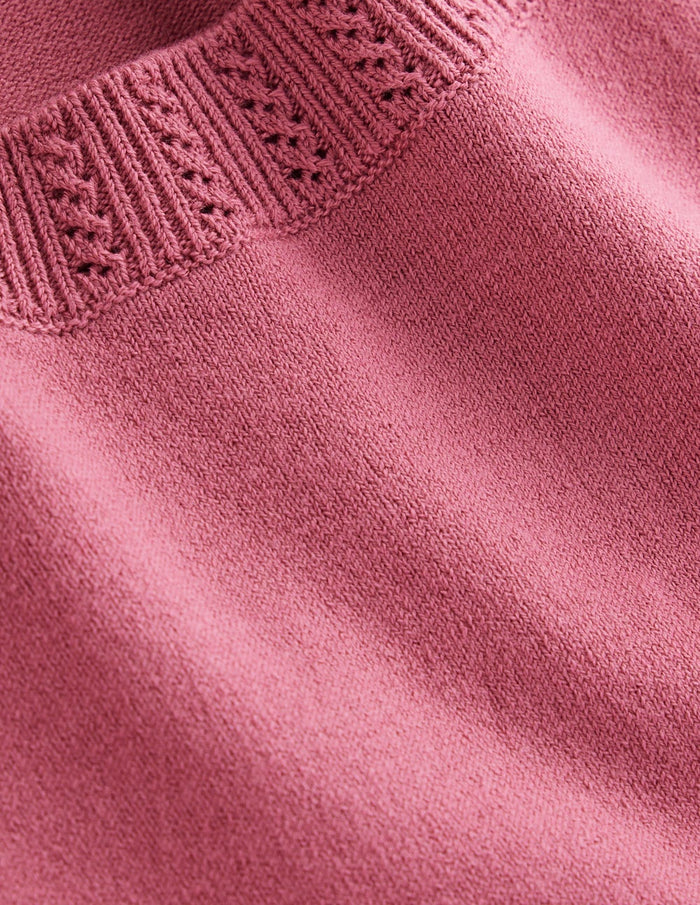 Emilia Cotton Crew Sweater Pink Heather