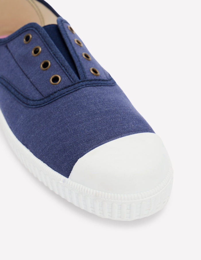 Laceless Canvas Plimsoll Navy