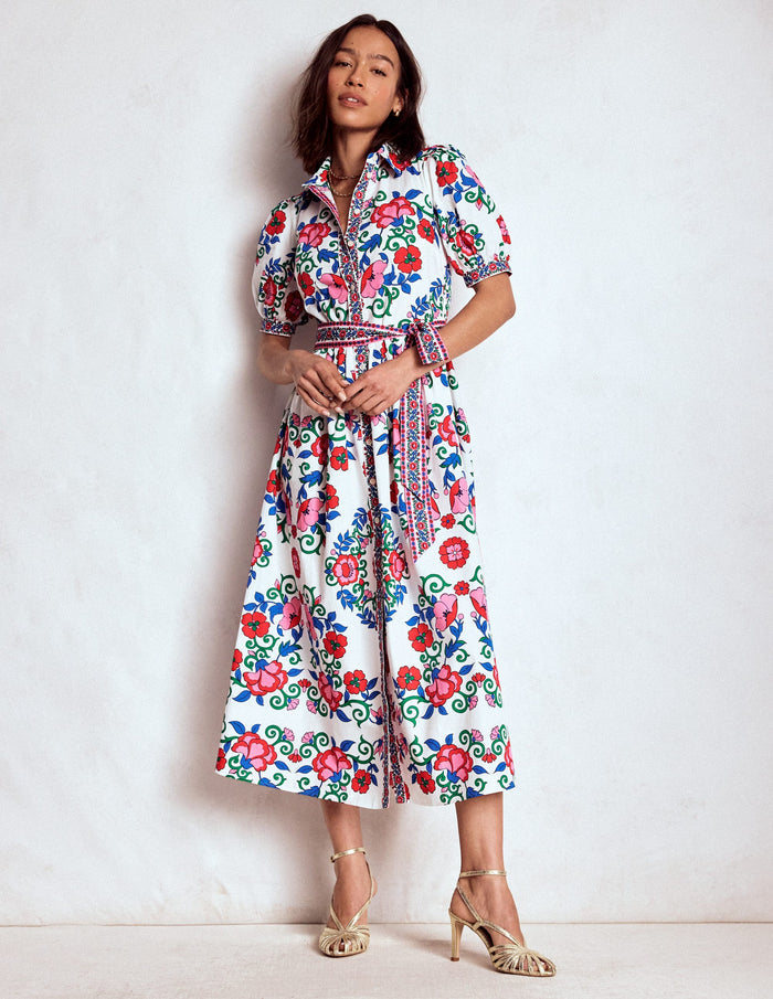 Alexa Maxi Shirt Dress Multi, Ornamental Lattice