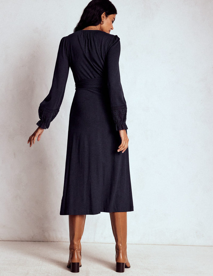 Pippa Broderie Jersey Dress Navy