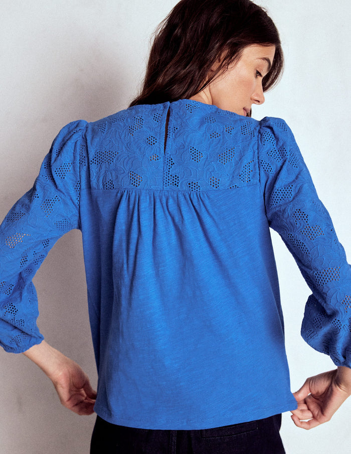 May Broderie Top Cabana Blue