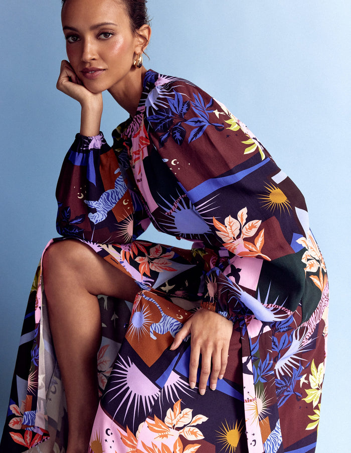 Mae Occasion Maxi Shirt Dress Multi, Cosmic Savanna