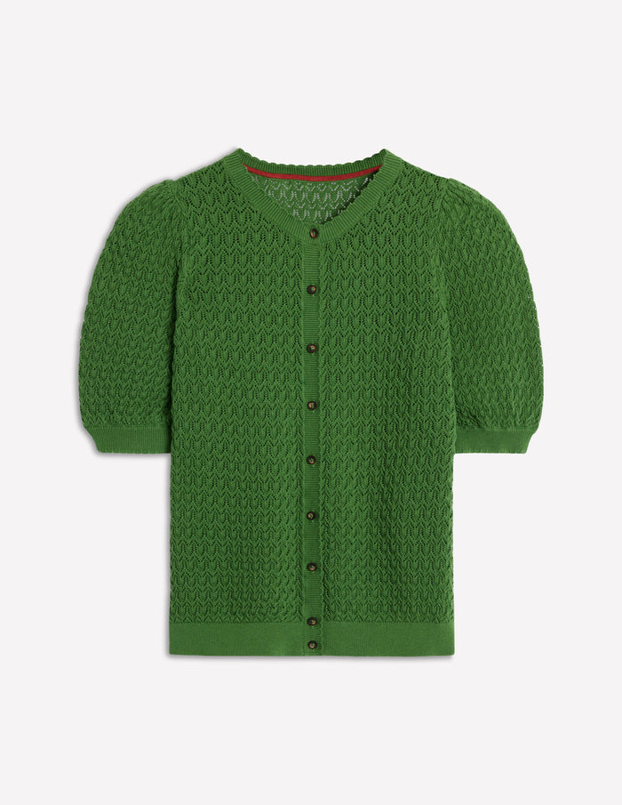 Dot Pointelle Cardigan Iguana Green