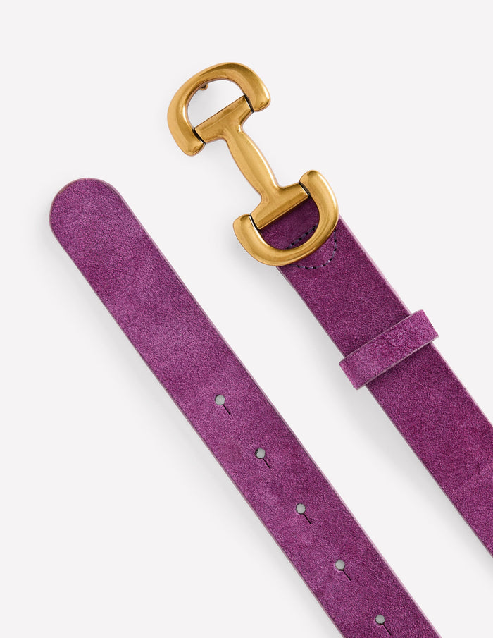 Iris Snaffle-Trim Leather Belt Regal Purple