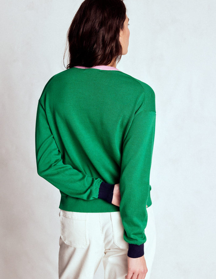 Lara Relaxed Cotton Cardigan Rich Emerald