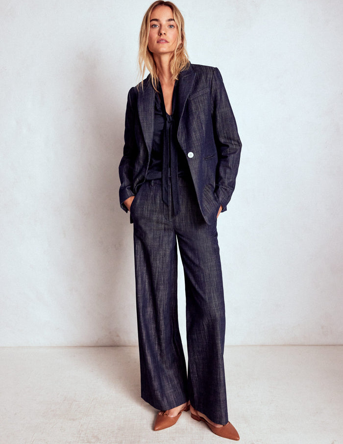 Tie Neck Supersoft Top Navy