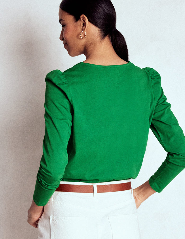 Flora Lace V-neck Top Highland Green
