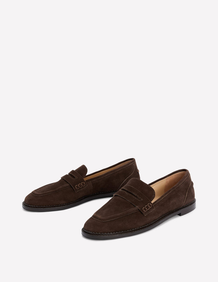 Nya Penny Loafers Bitter Chocolate Suede