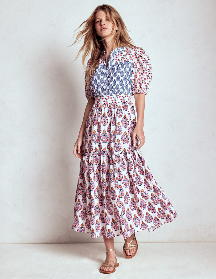 Beatrice Cotton Midi Dress Multi, Wildflower Bouquet