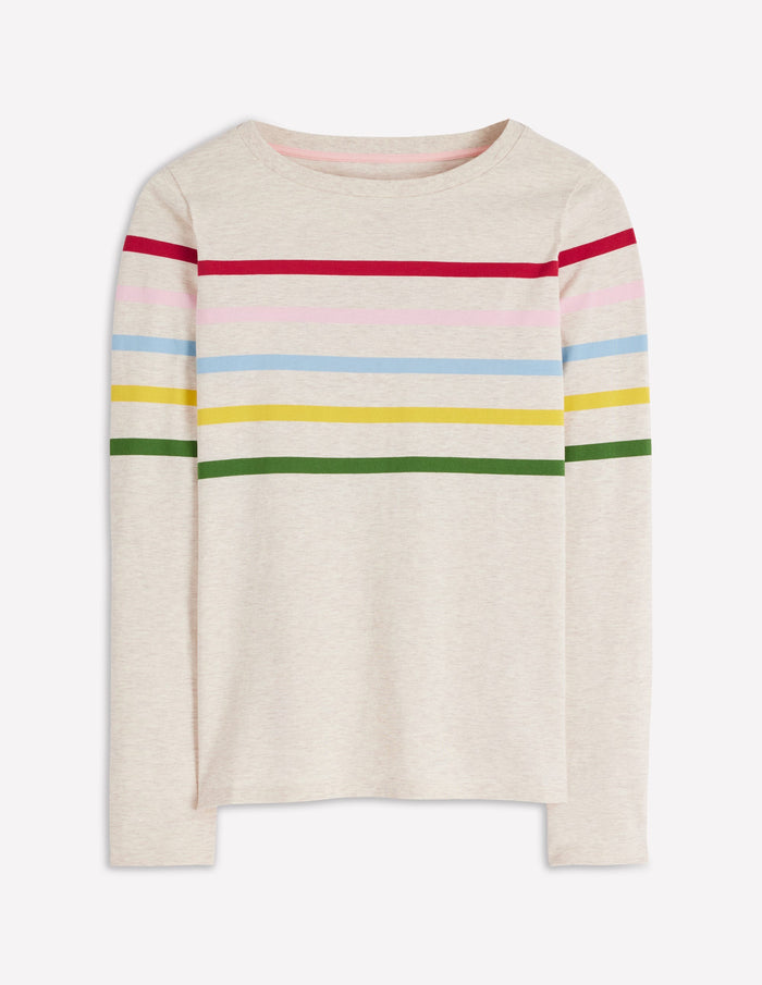 Olivia Long Sleeve Breton Oatmeal Marl Placed Breton