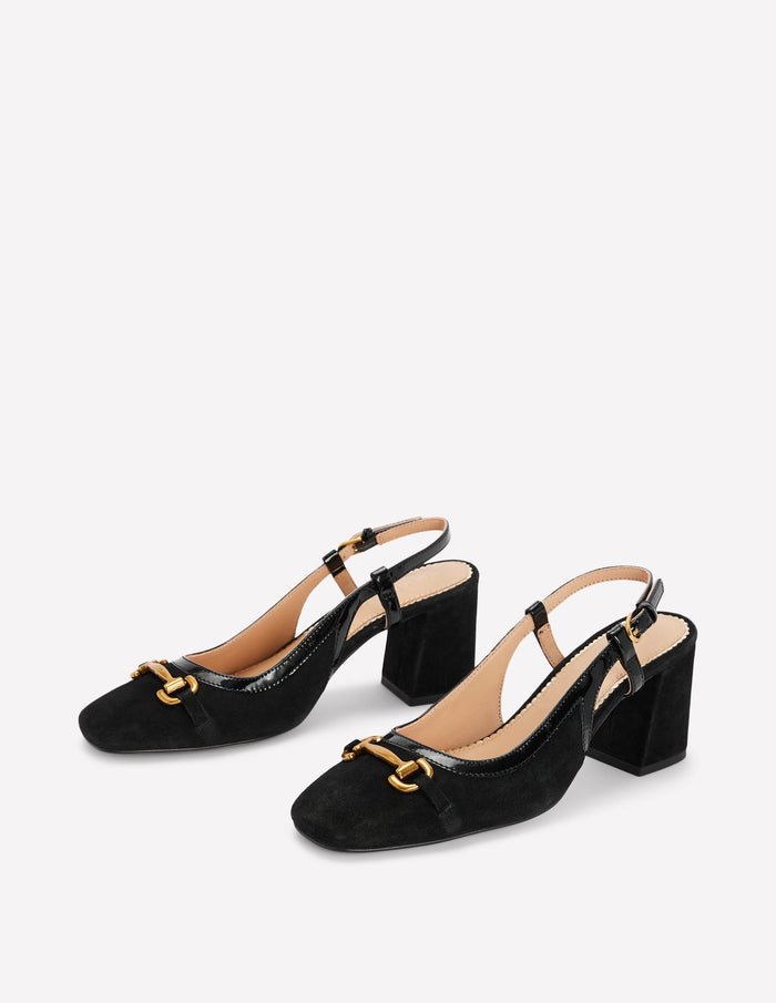 Iris Snaffle Slingback Heels Black