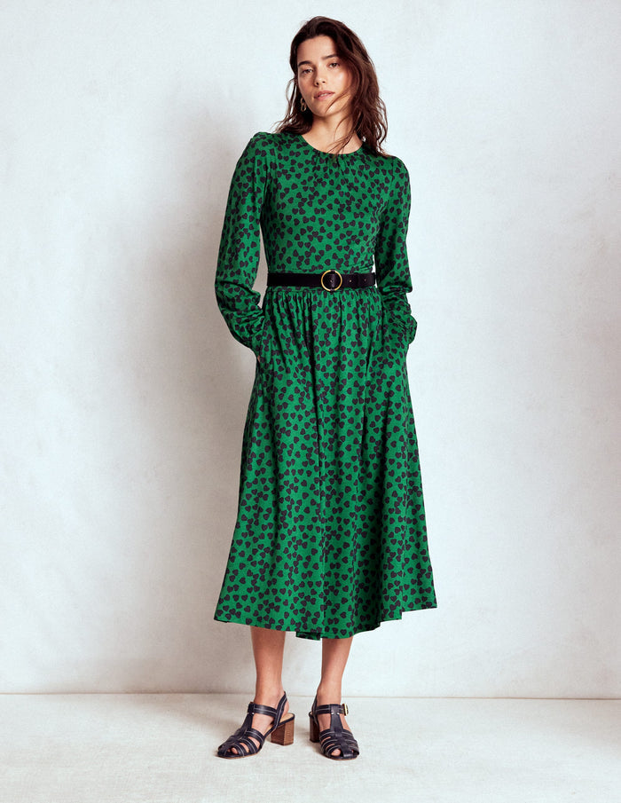 Alexandra Jersey Midi Dress French Navy, Heart Cascade