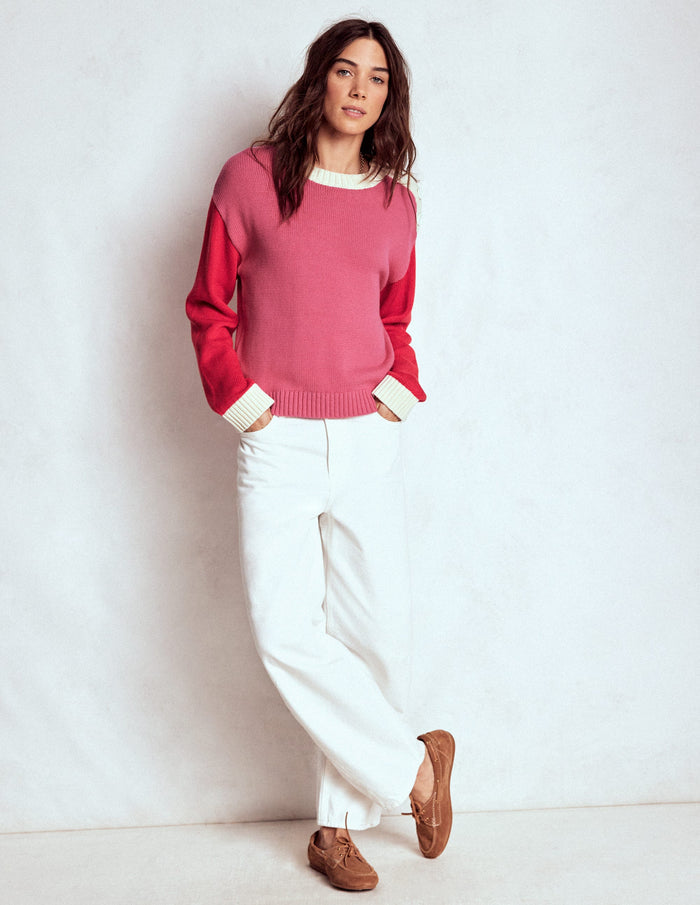 Jemma Chunky Cotton Sweater Rose Pink