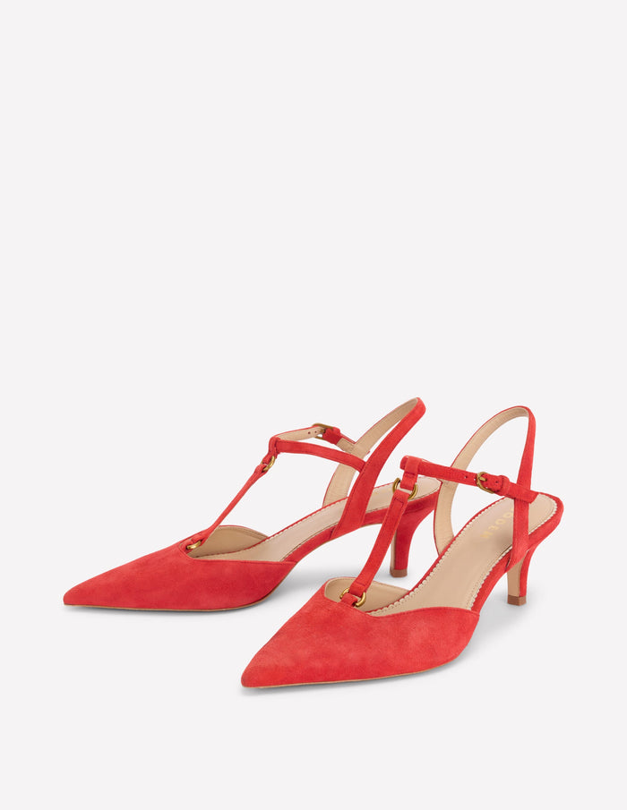 T-Bar Point Heels Post Box Red