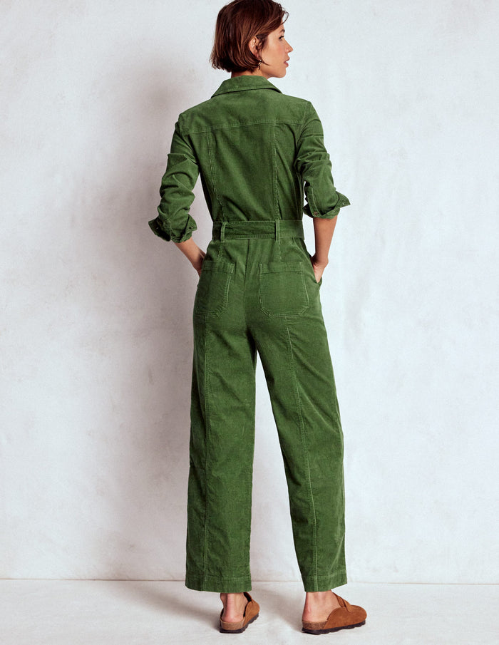 Zip Up Cord LS Jumpsuit Fern