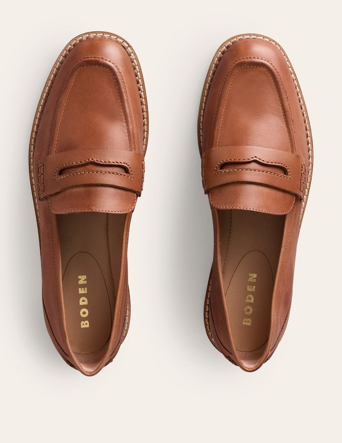 Nya Penny Loafers Tan Burnished Leather