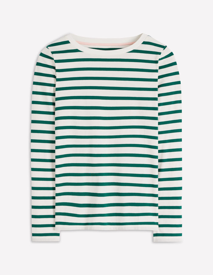 Olivia Long Sleeve Breton Emerald Night Stripe