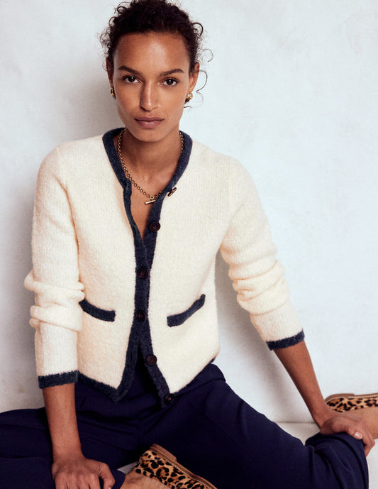 Holly Boucle Knitted Jacket Warm Ivory, Boucle