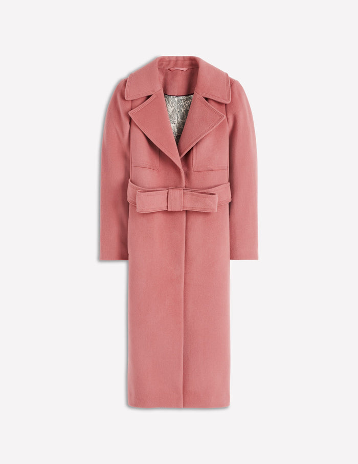 Bow Front Coat Dusty Pink