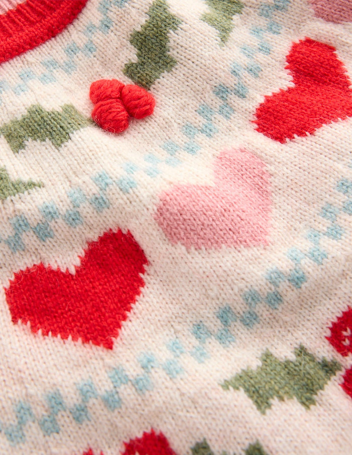 Edie Fair Isle Sweater Oatmeal Melange, Holly