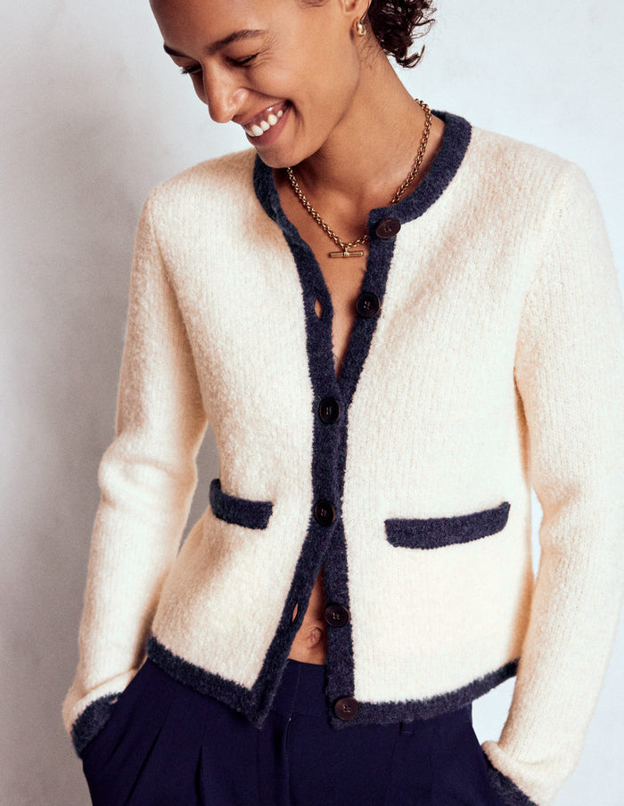 Holly Boucle Knitted Jacket Warm Ivory, Boucle