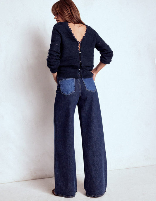 Leticia Lace Trim Sweater Navy